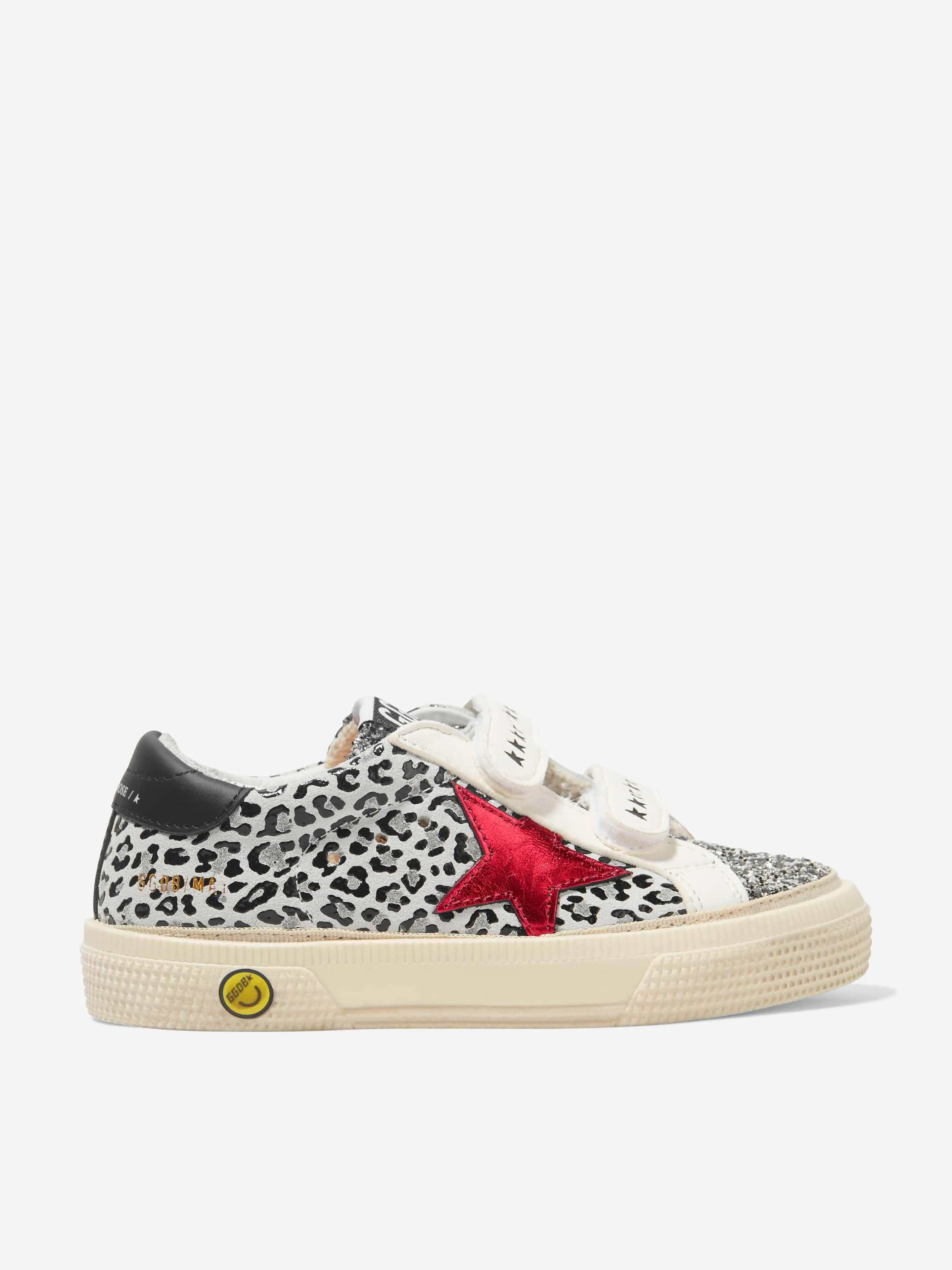 Golden Goose Kids May Leather Leopard Print Trainers