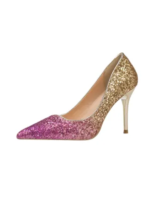 Gradual Sequined Pointed High-heeled Shoes