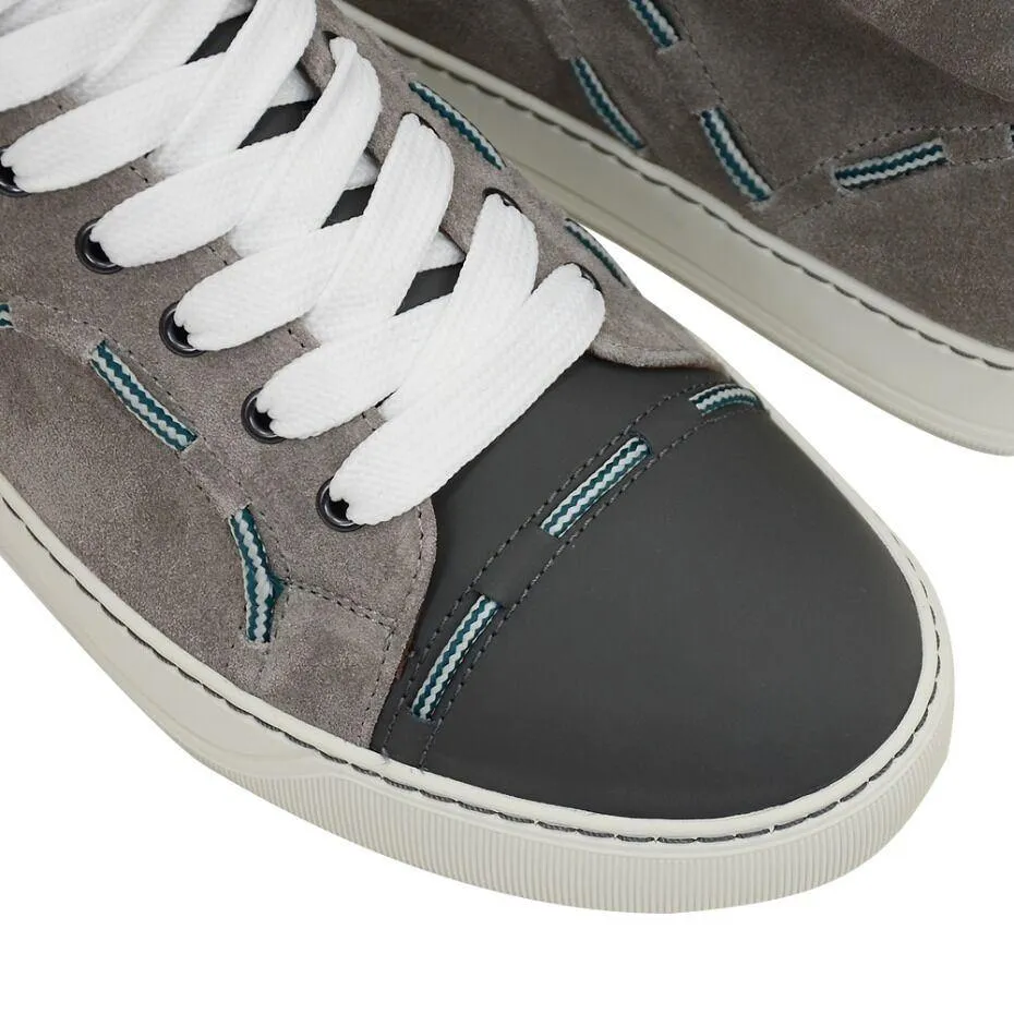 Grey Suede Leather High Top Trainers