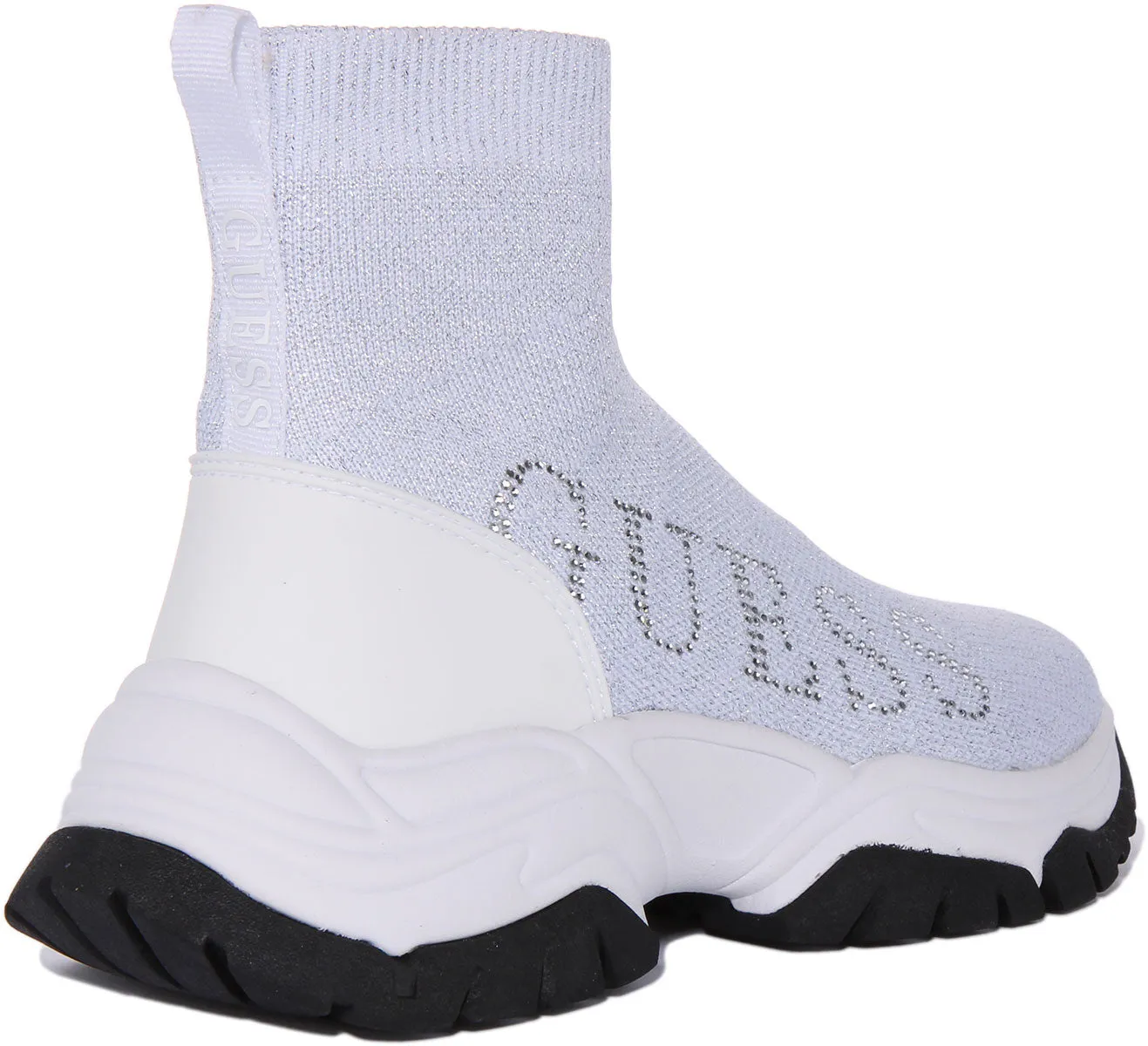 Guess Nollen Sock Trainer In White For Women