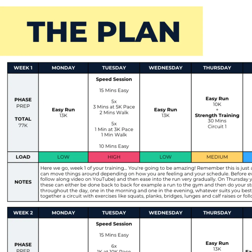 Half Marathon Plan Advanced Plus Plus - L6