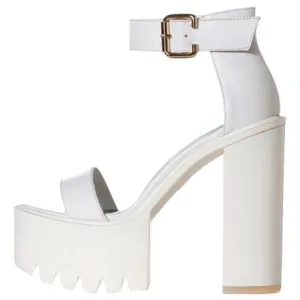 High Platform White Ankle Sandals