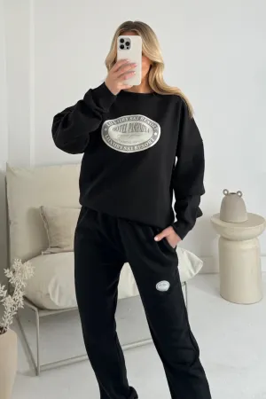 Hotel Pashmina black printed sweater joggers loungewear