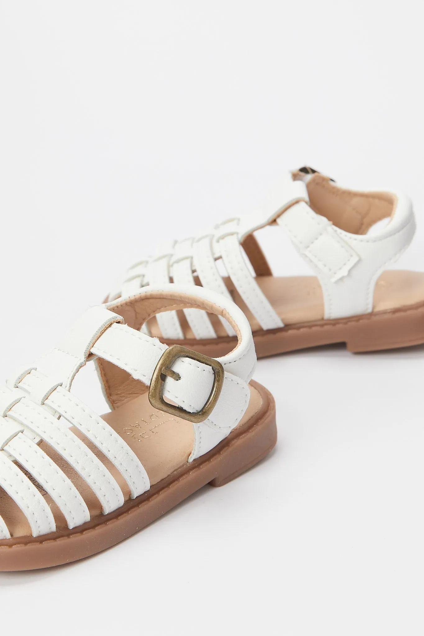 Infant Boys White Plain Fisherman Sandal