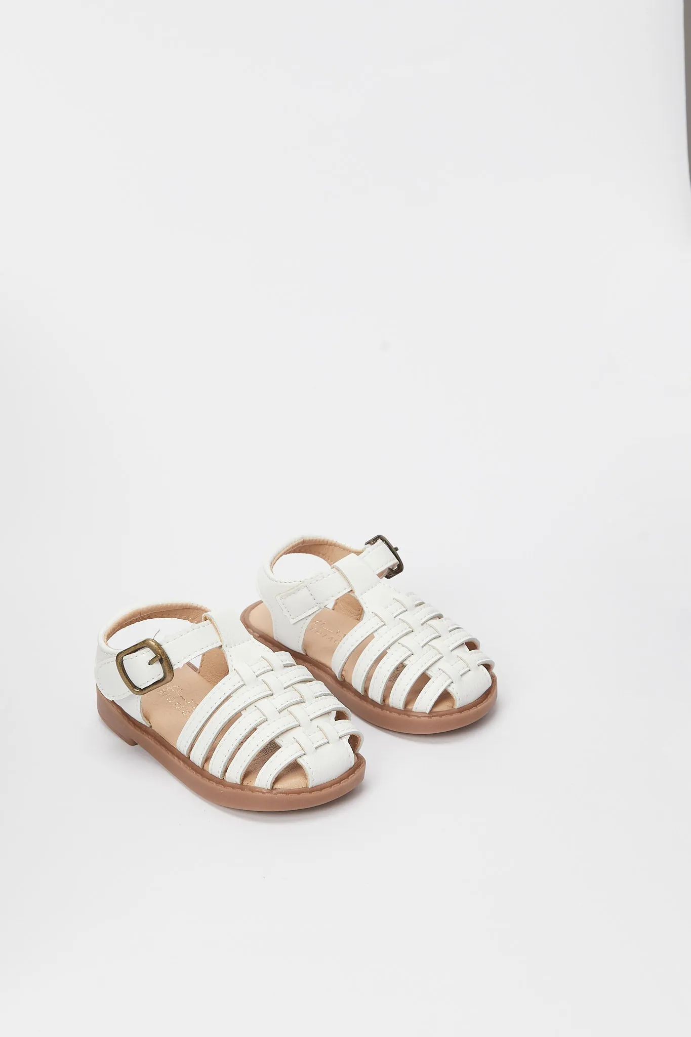 Infant Boys White Plain Fisherman Sandal