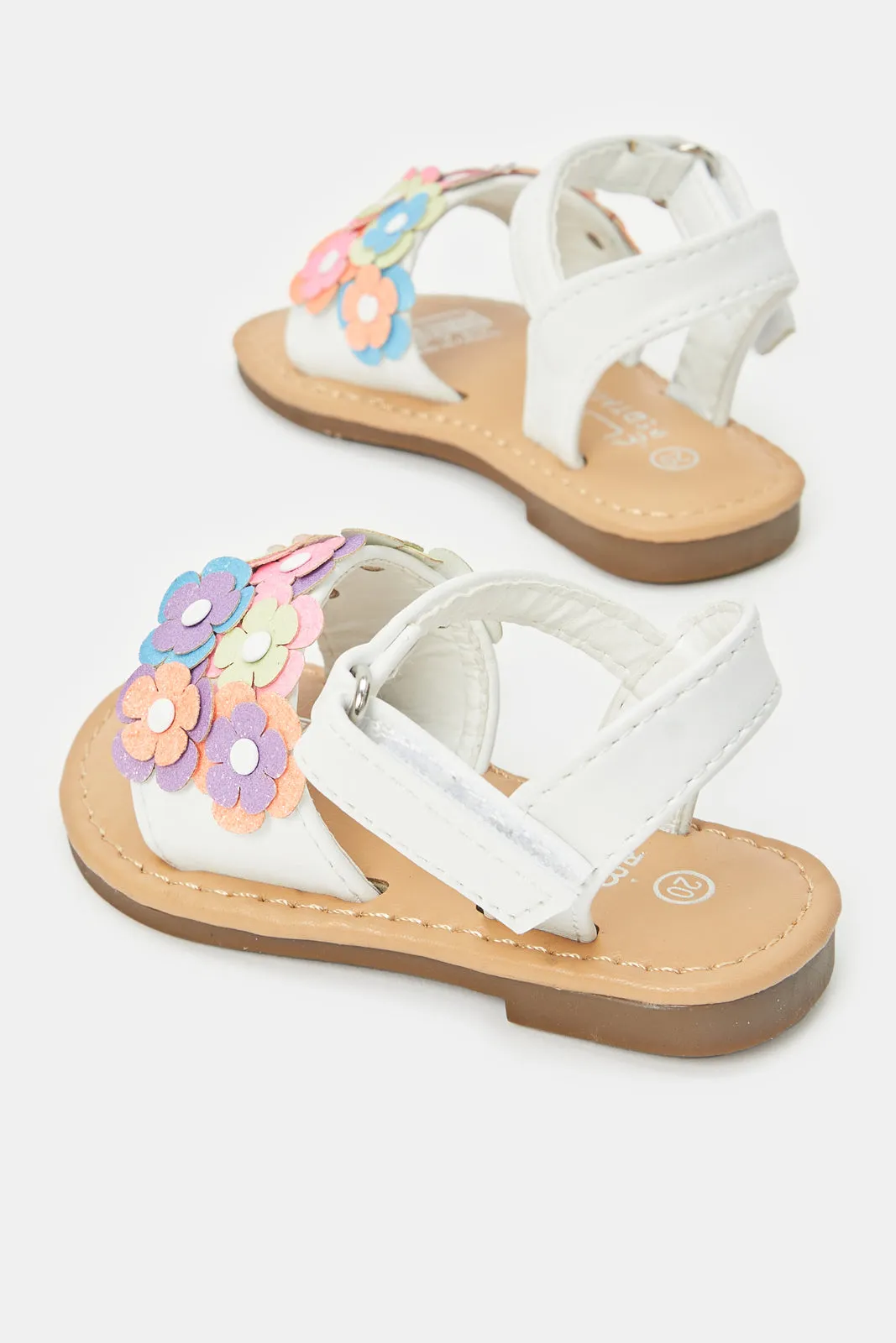 Infant Girls White Floral Sandals