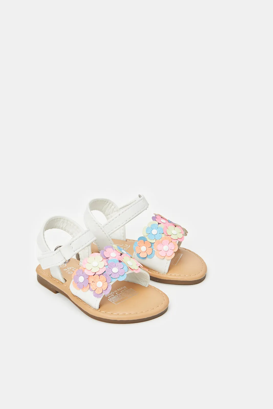 Infant Girls White Floral Sandals