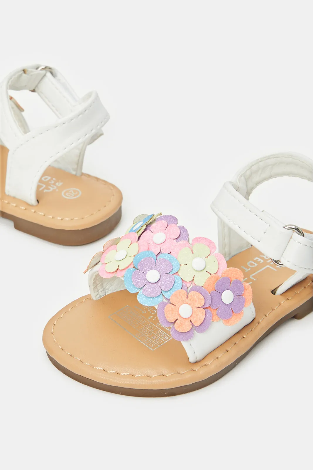 Infant Girls White Floral Sandals