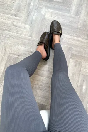 Katy charcoal grey ribbed leggings