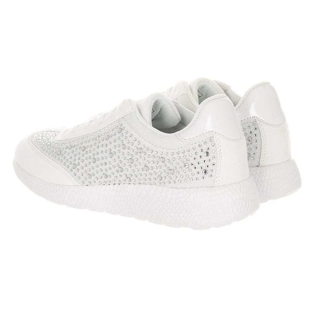 Kendra Flat Diamante Lace Up Trainer