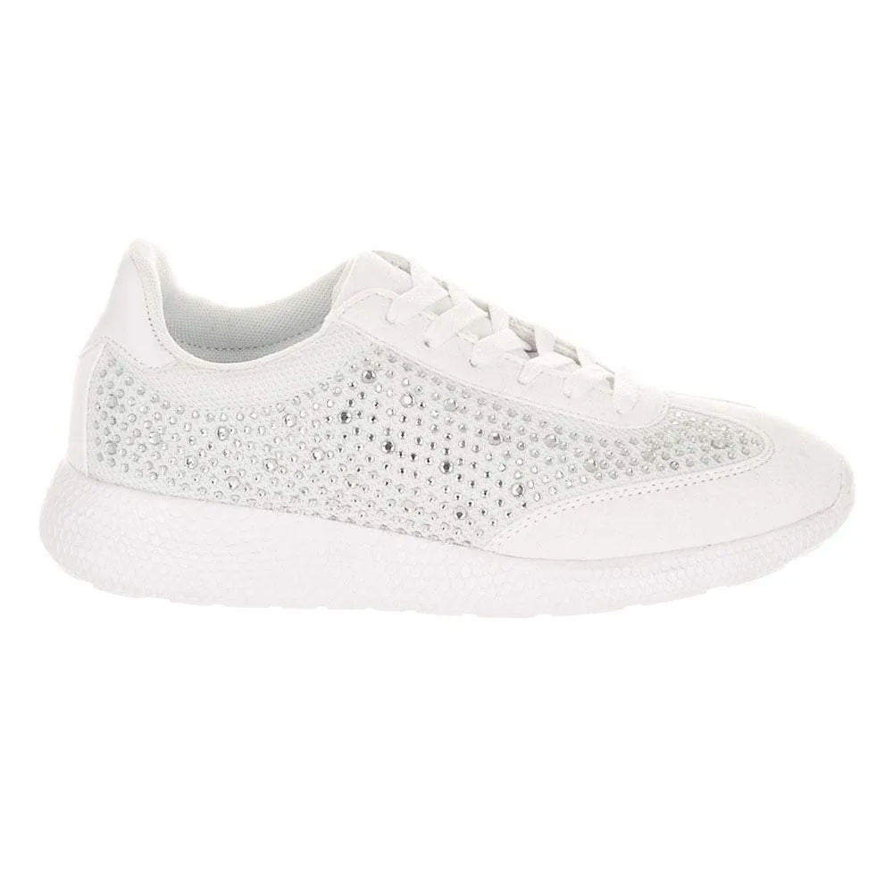 Kendra Flat Diamante Lace Up Trainer