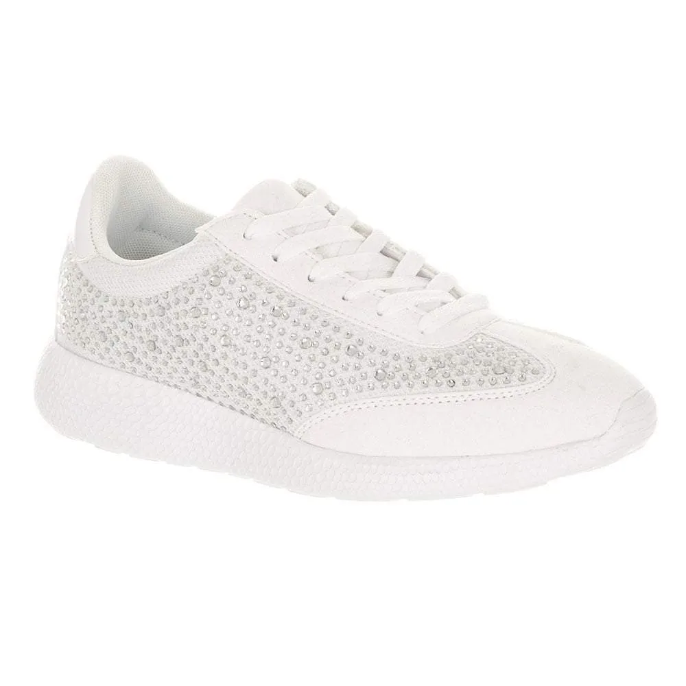 Kendra Flat Diamante Lace Up Trainer