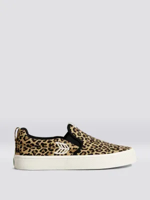 Leopard canvas slip-on trainers