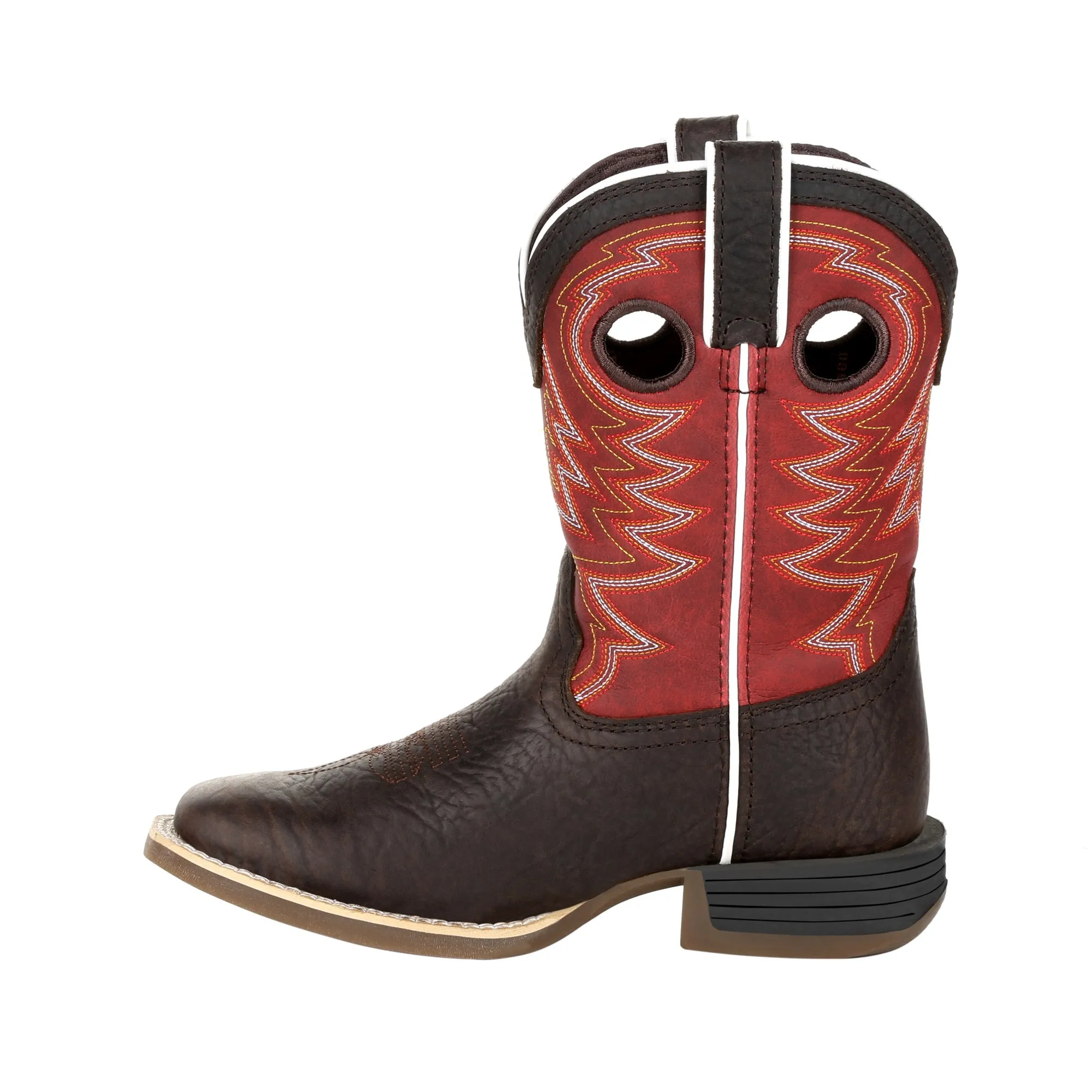 Lil Durango Big Kids Chestnut/Crimson Leather Rebel Pro Cowboy Boots