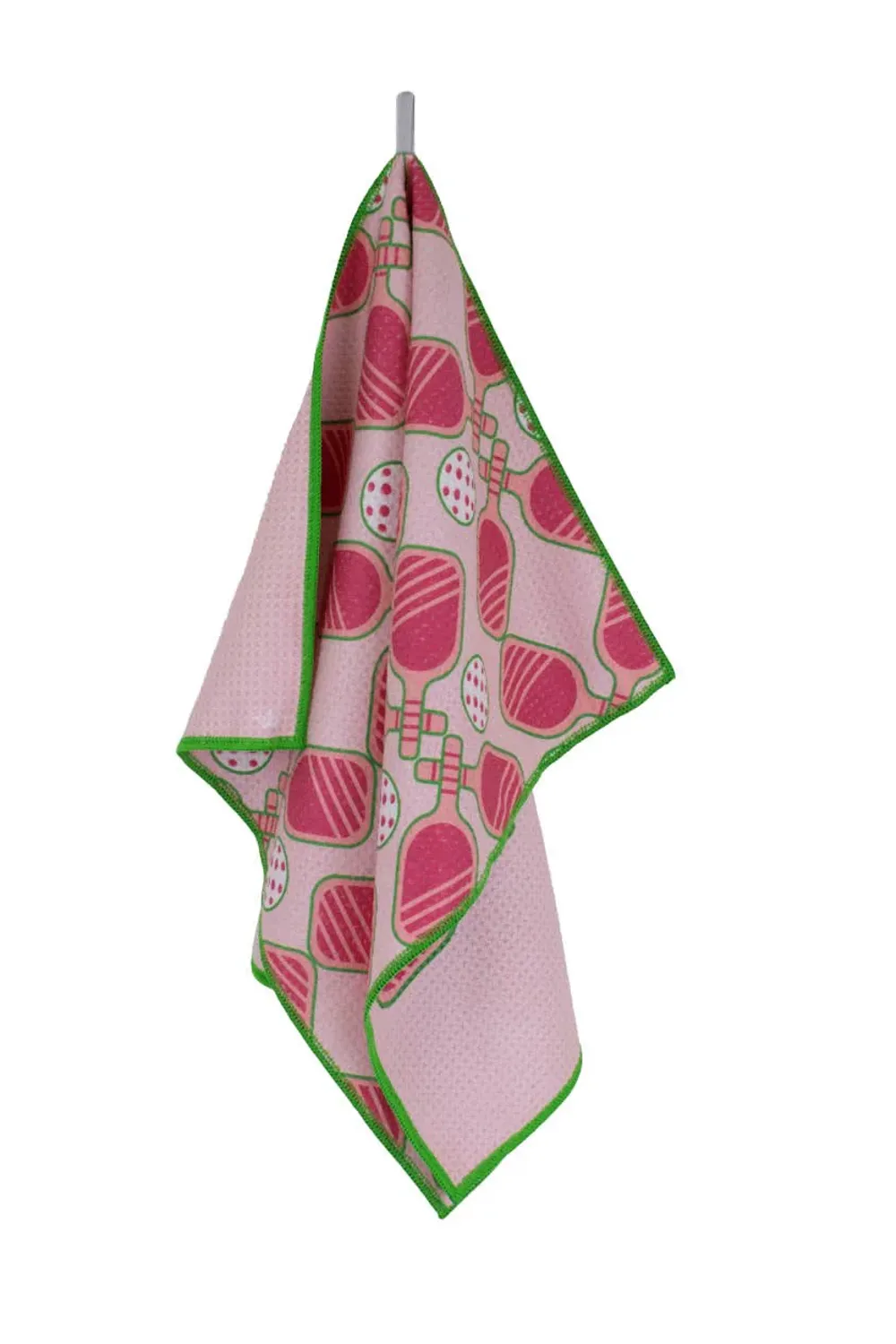 Live Love Pickleball Waffle Sports Towel-Pink/Green/White