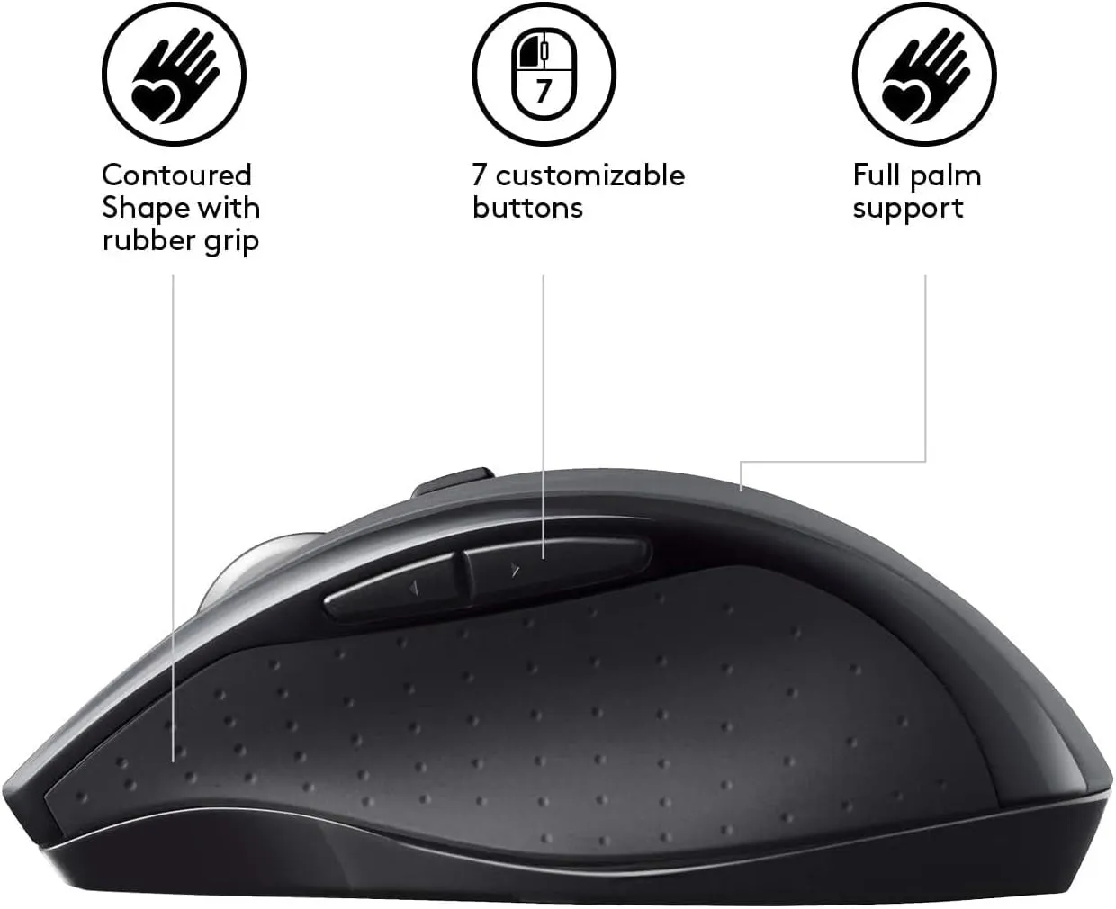 Logitech M705 Wireless Mouse - Marathon Ergonomic Sculpted Right-Hand with USB Unifying Receiver for PC Computers, Laptops, Mac, Chromebook, Includes Life-Extended Cleaning Kit - Silver