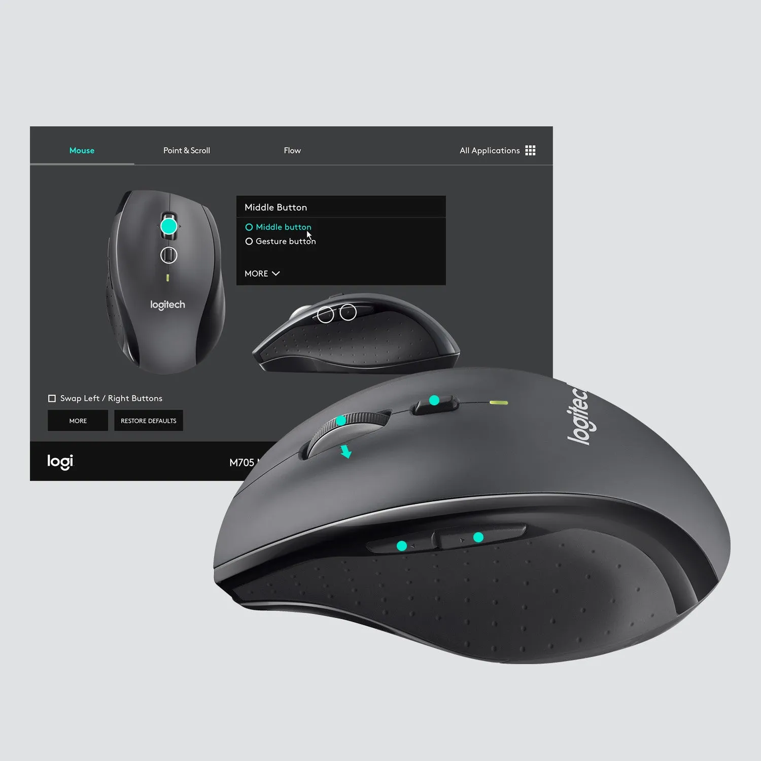 Logitech Marathon M705 Mouse Grey