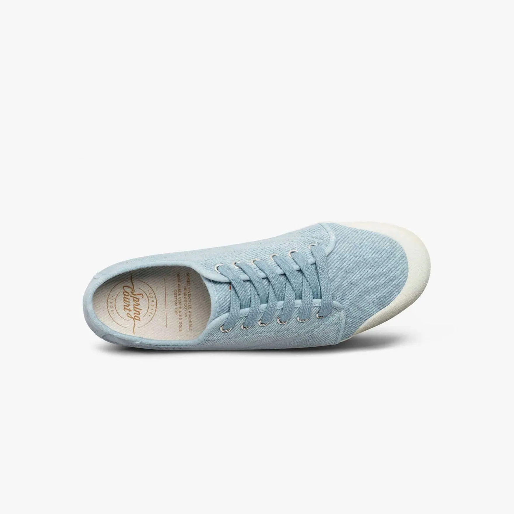 Low Top Washed Heavy Twill Trainers in Blue