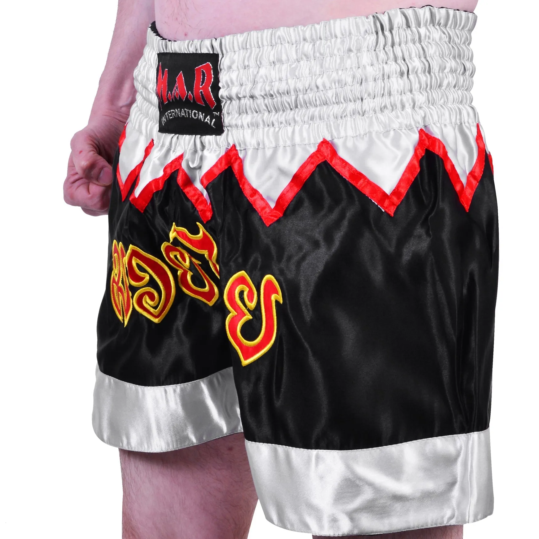 MAR-091F | Black & White Kickboxing & Thai Boxing Shorts