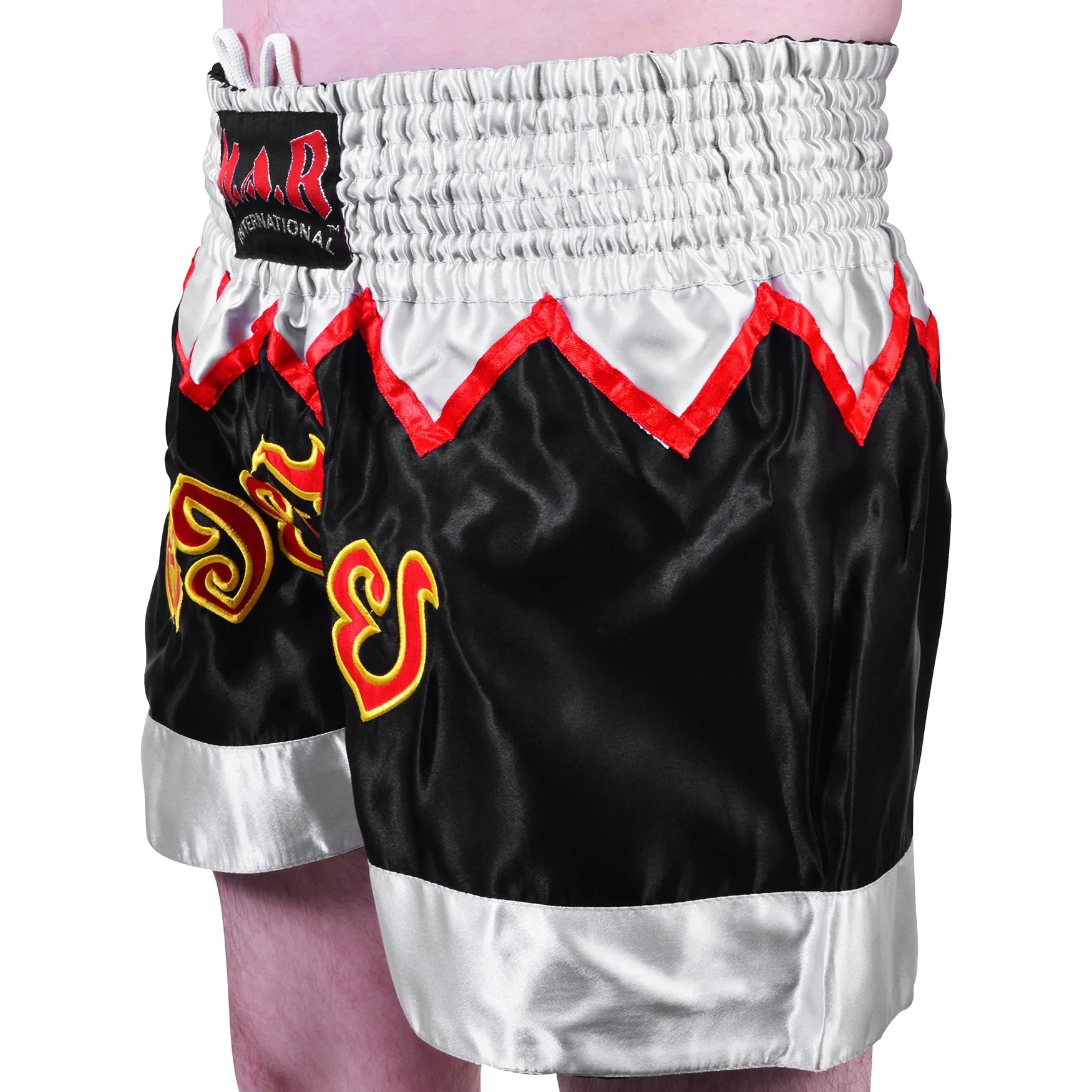 MAR-091F | Black & White Kickboxing & Thai Boxing Shorts