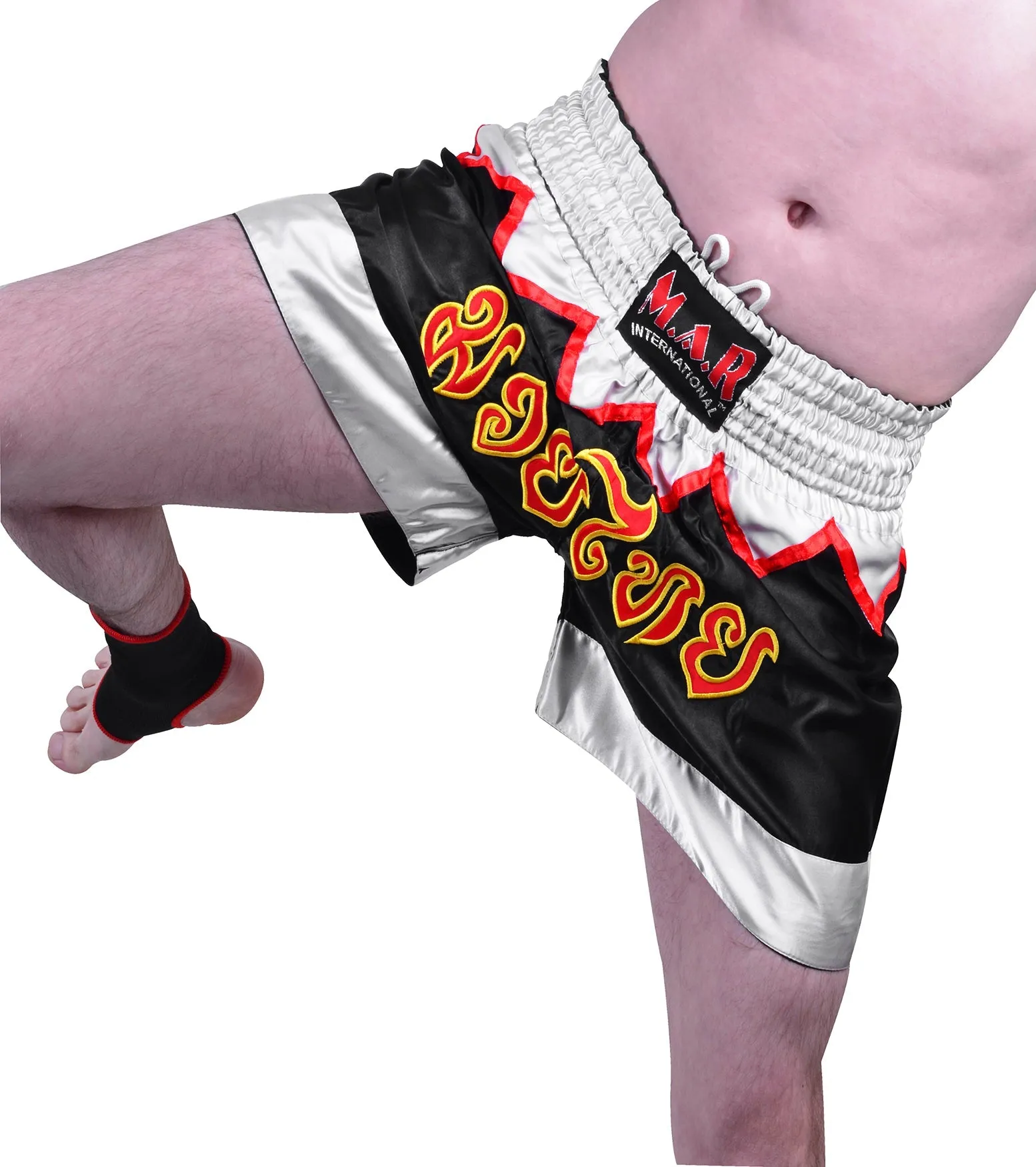 MAR-091F | Black & White Kickboxing & Thai Boxing Shorts