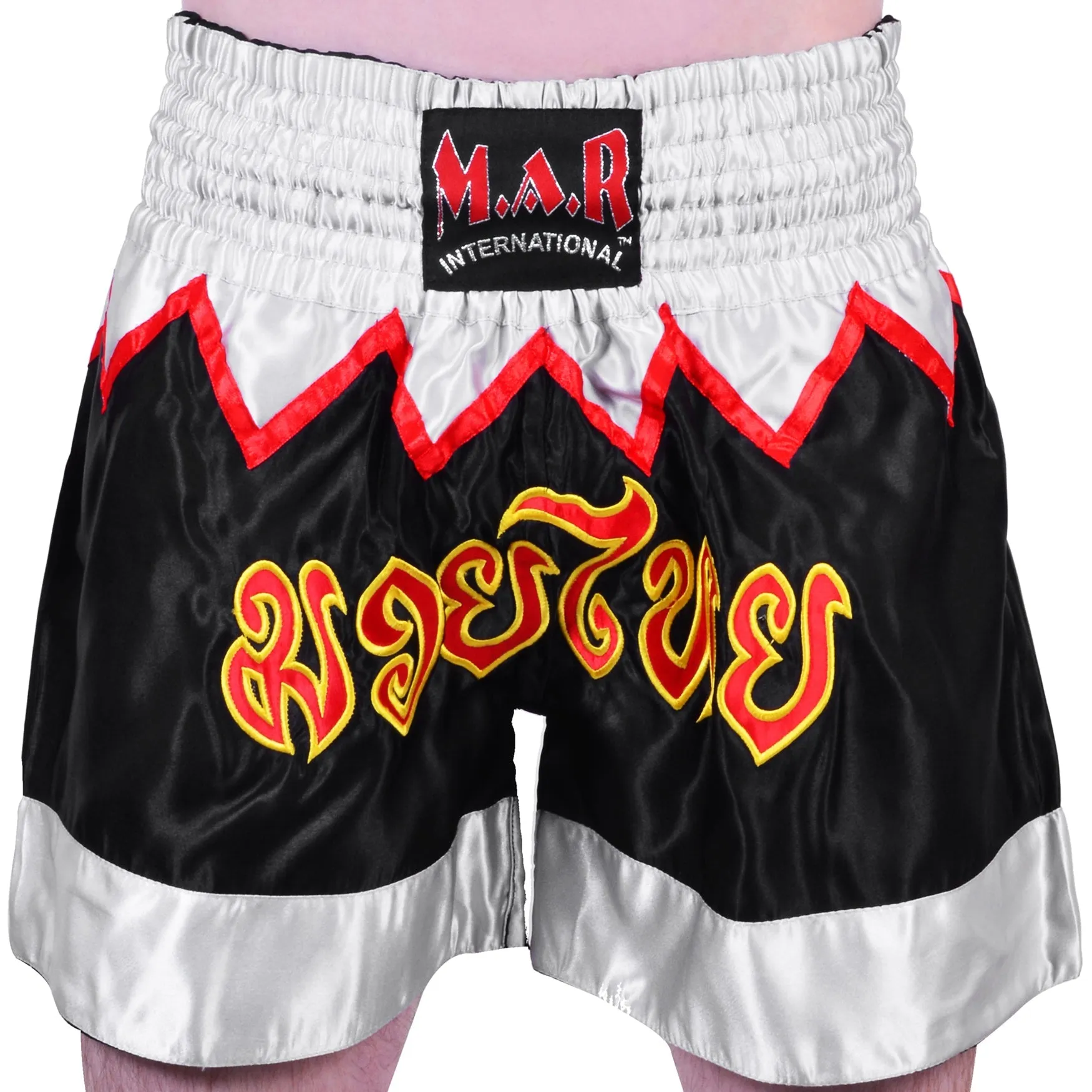 MAR-091F | Black & White Kickboxing & Thai Boxing Shorts