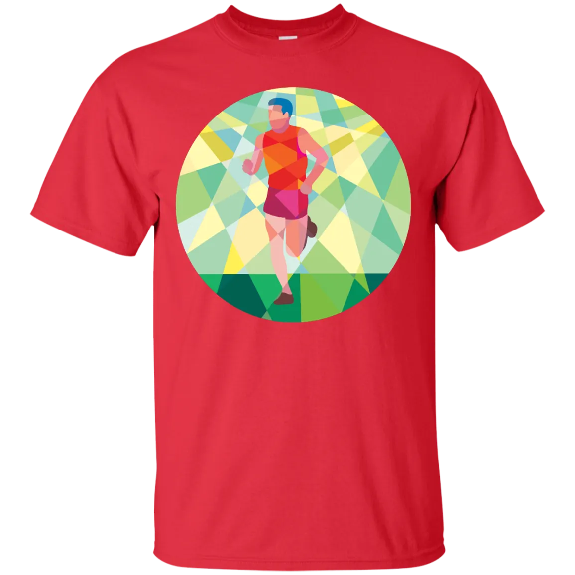 Marathon Runner Running Circle Low Polygon T-Shirt