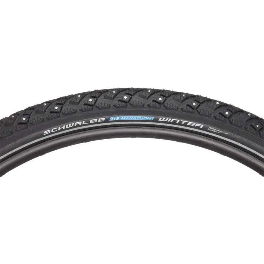 Marathon Winter Bike Tire: 29 x 2.00", Performance Line, Winter Compound, RaceGuard, 208 Steel Studs, Black/Reflect