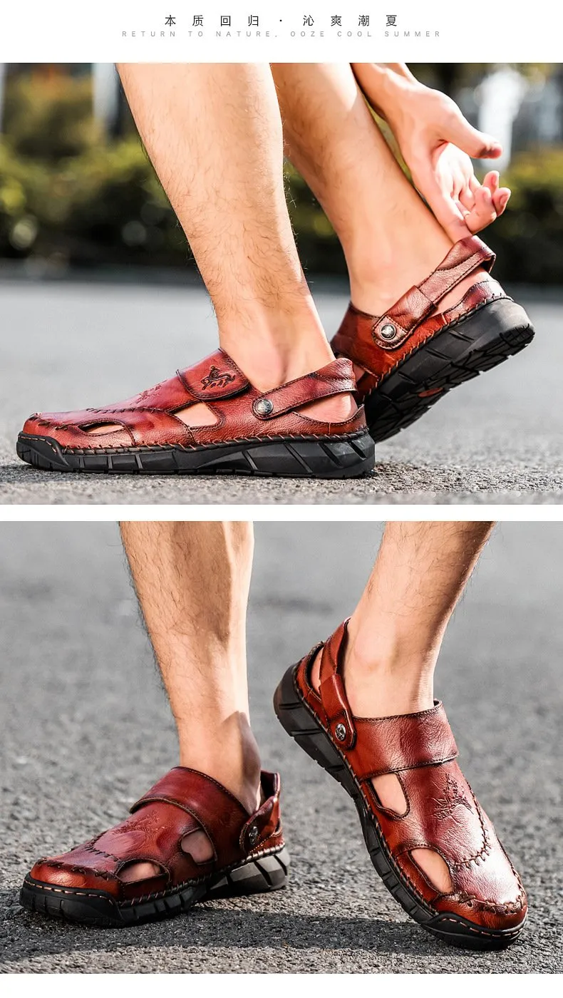 Men's Genuine Leather Beach Sandals 04478837YM