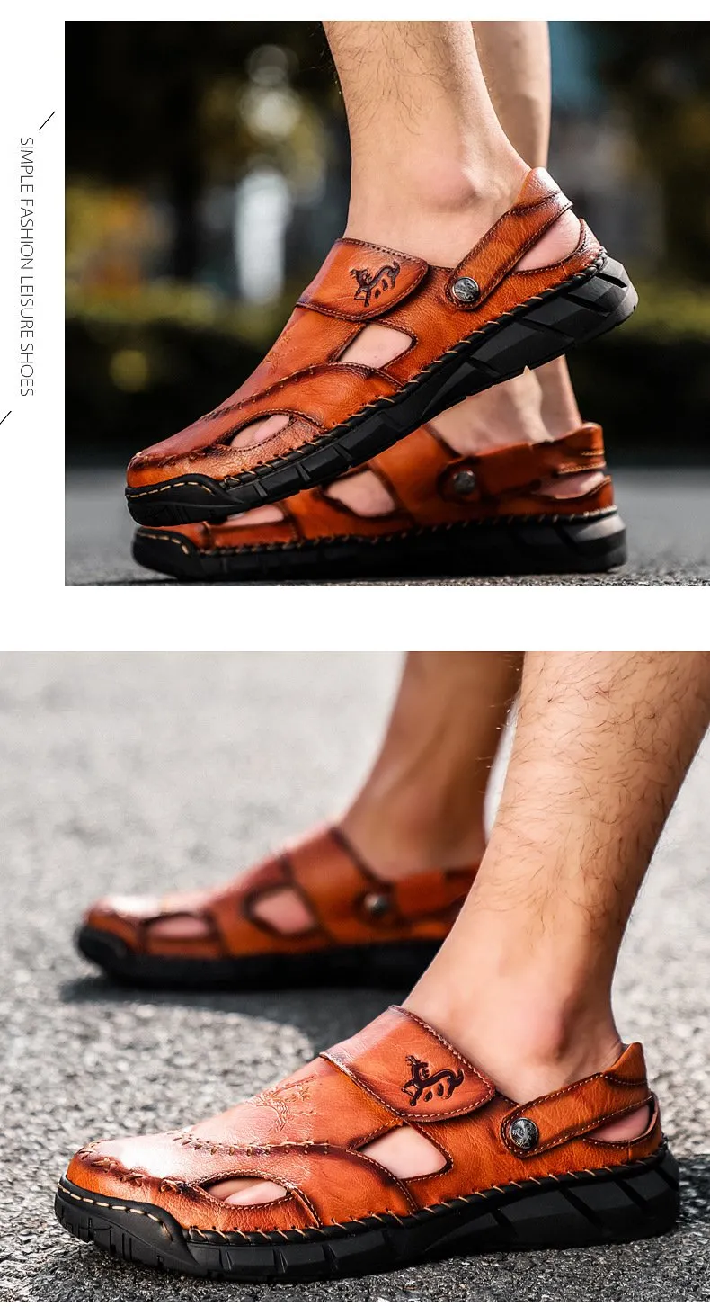 Men's Genuine Leather Beach Sandals 04478837YM