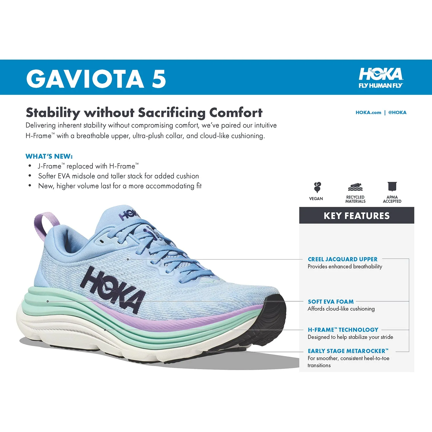 Men's Hoka Gaviota 5 Limestone/Diva Blue Mesh