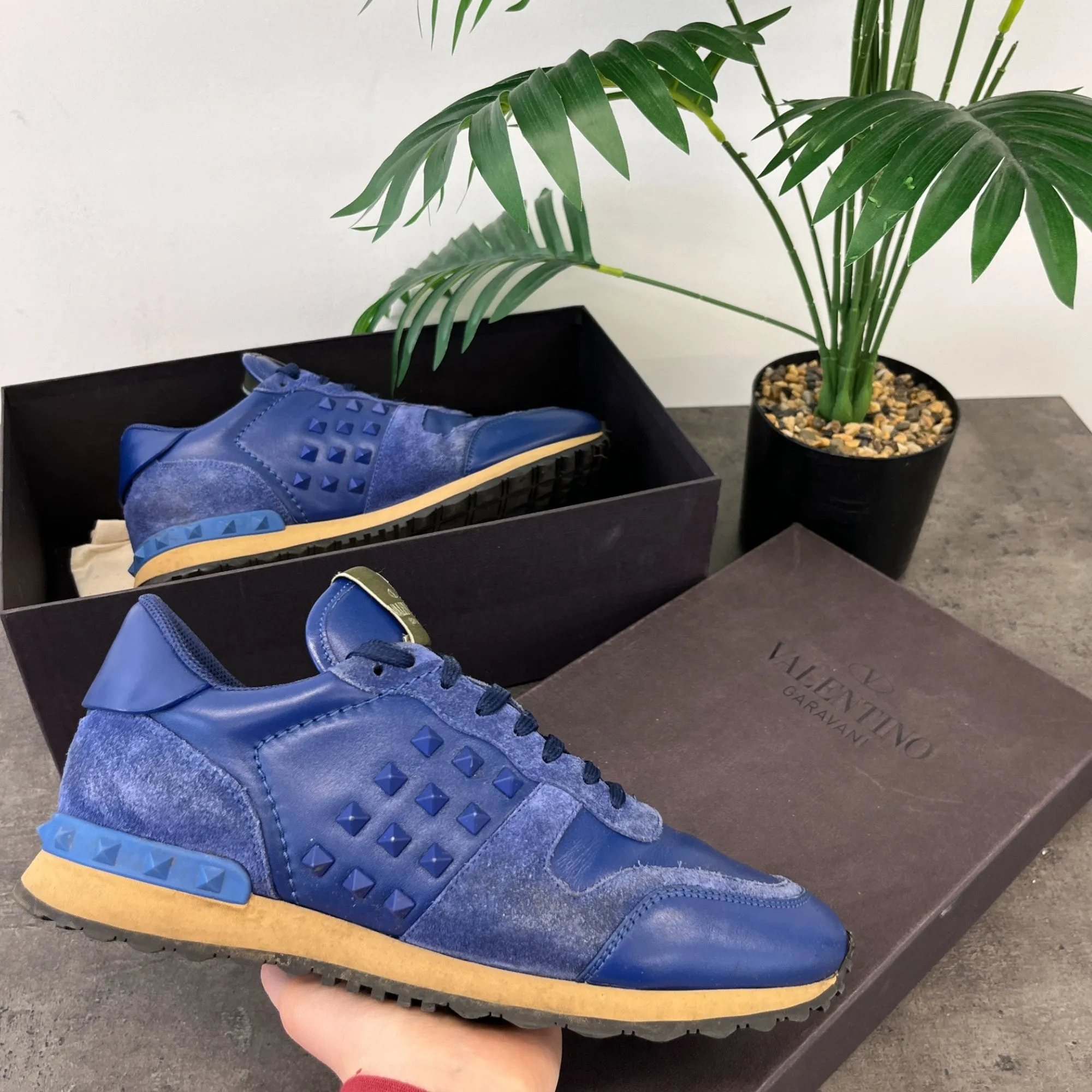 Men's Rockstud Low Trainers Blue Size EU 41 / UK 7