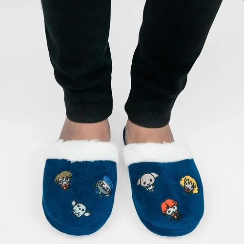 Mens Womens Harry Potter Kawaii Slippers Dark Blue - S/M