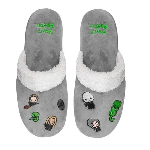 Mens Womens Harry Potter Kawaii Slippers Dark Grey - S/M