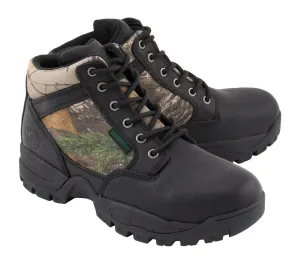 Milwaukee Leather MBM9145 Men's Waterproof Black Hiking Boots with Mossy Oak Print