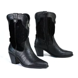 Milwaukee Leather Women's Black Western Style Fashion Boots with Black