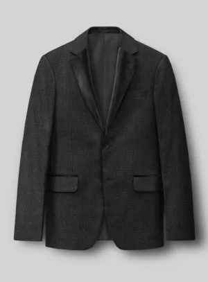 Napolean Sharkskin Charcoal Wool Tuxedo Jacket