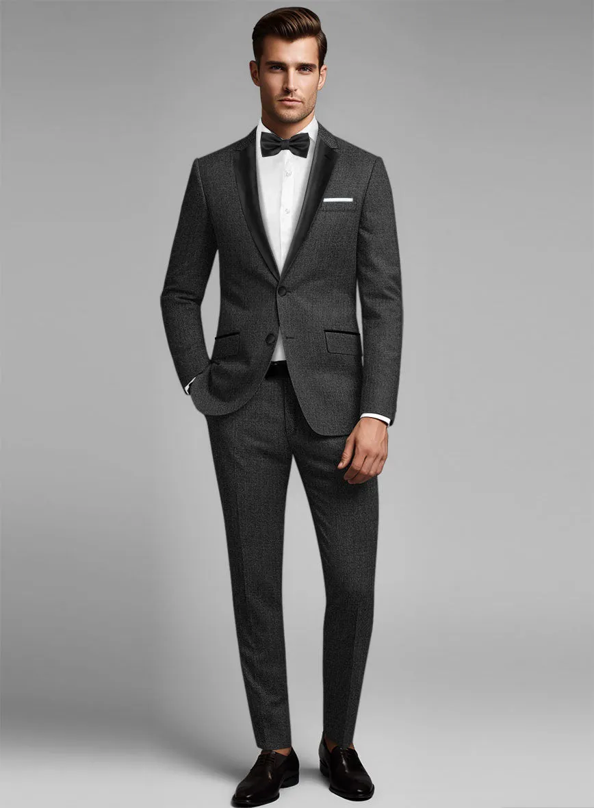 Napolean Sharkskin Charcoal Wool Tuxedo Suit