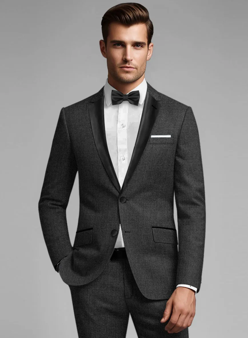 Napolean Sharkskin Charcoal Wool Tuxedo Suit