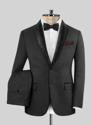 Napolean Sharkskin Charcoal Wool Tuxedo Suit