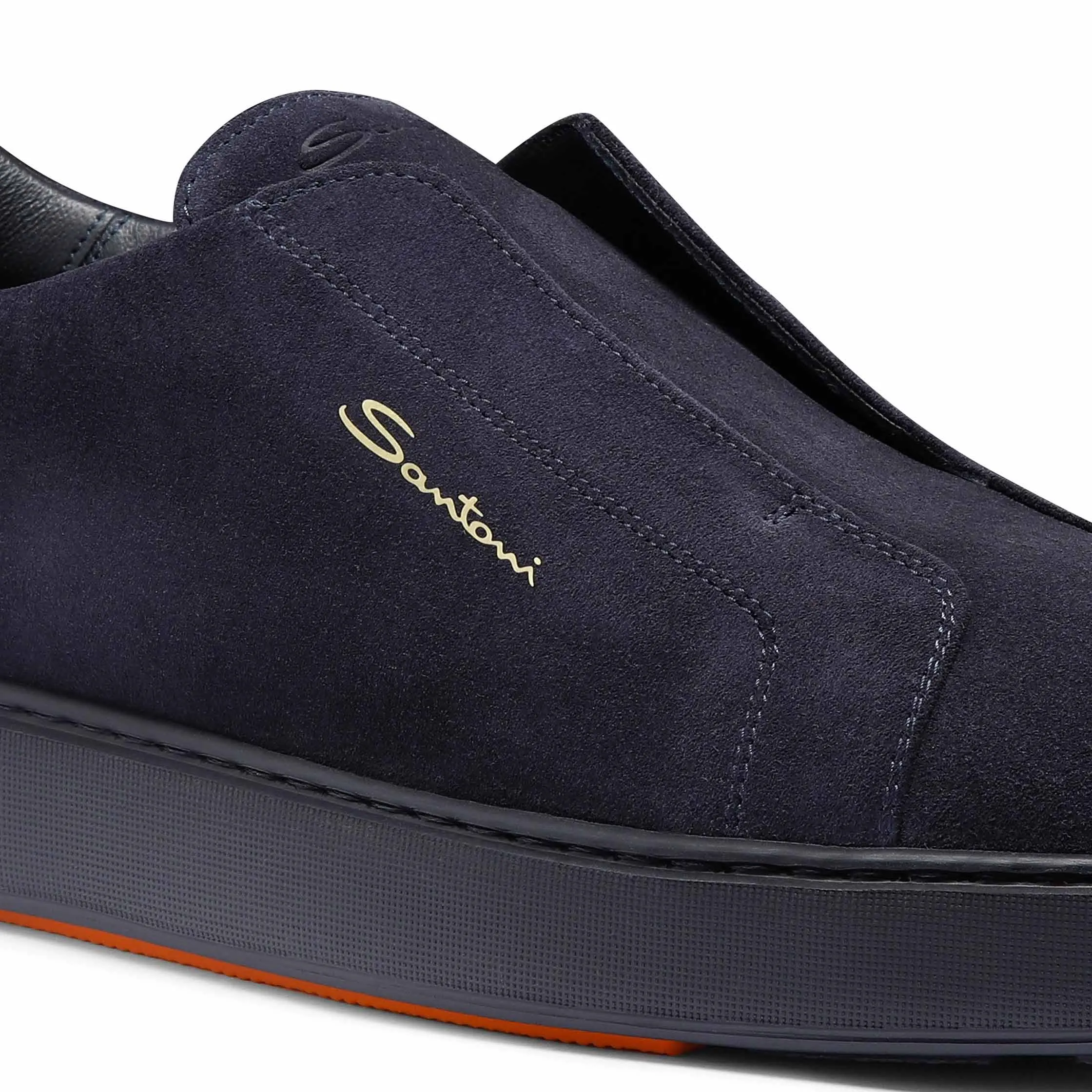 Navy Tumbled Leather Slip-on Sneaker