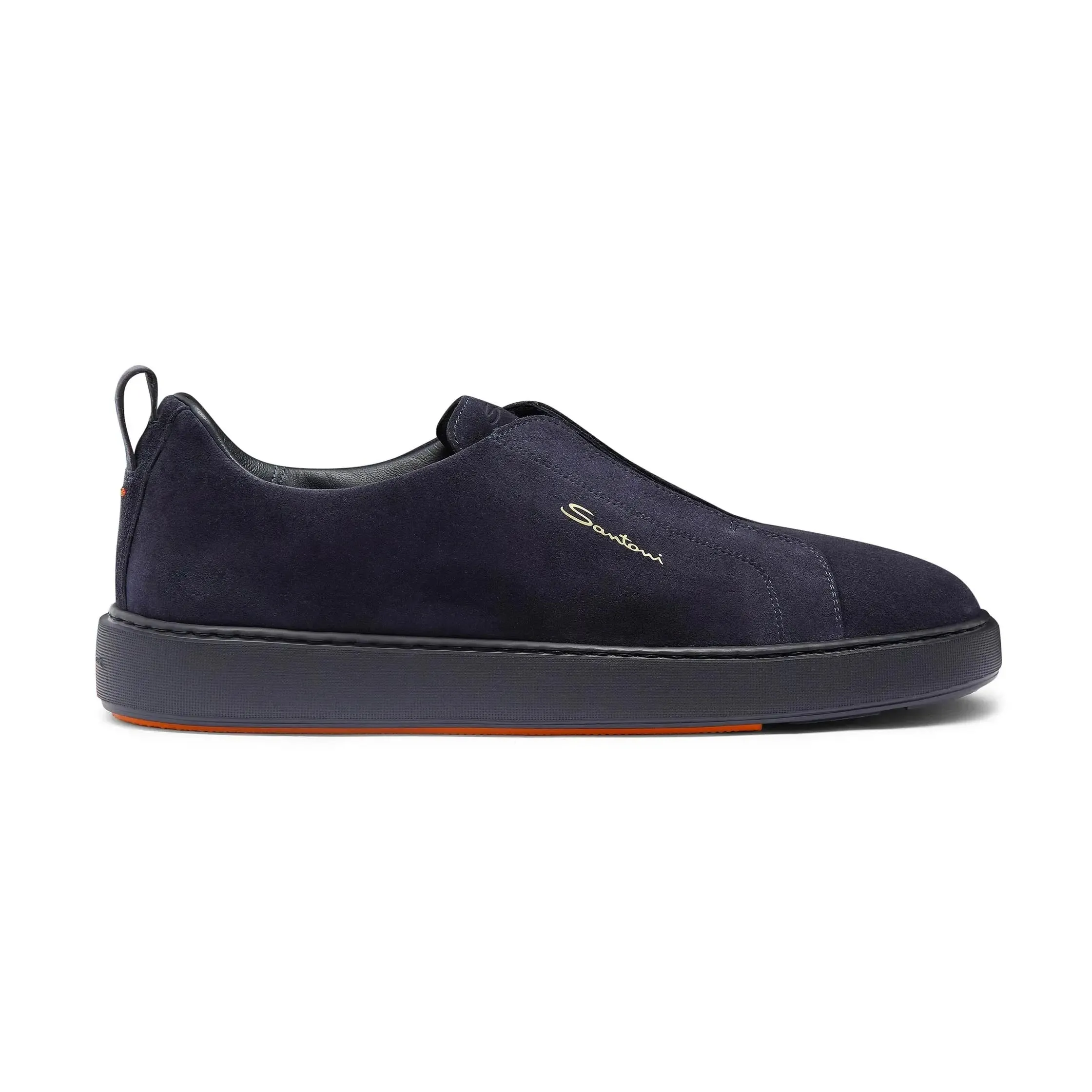 Navy Tumbled Leather Slip-on Sneaker