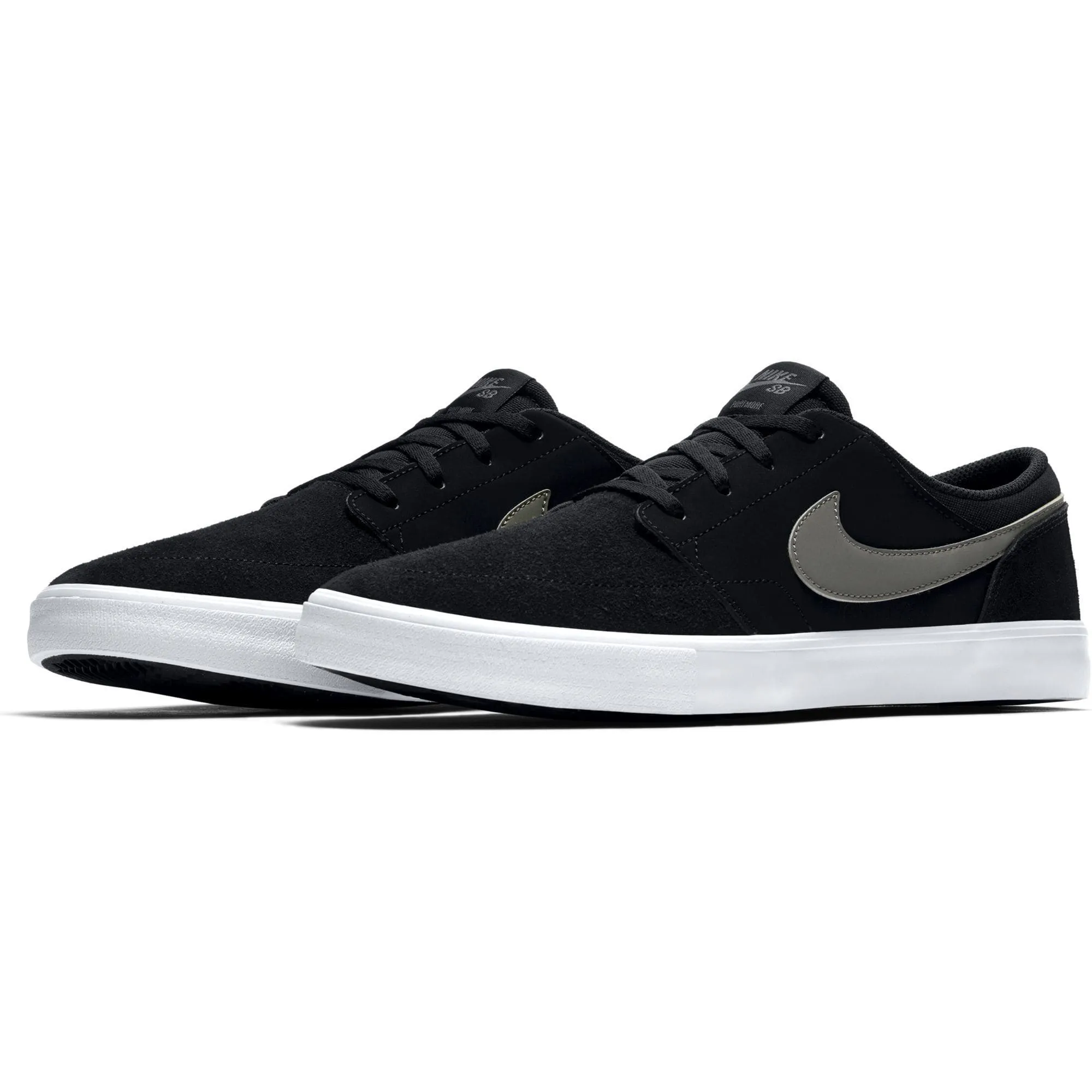 Nike SB Solarsoft Portmore II Suede Black Dark Grey White