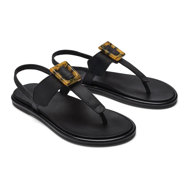 Olukai Women's La'i T-Bar Sandal / Black - Black