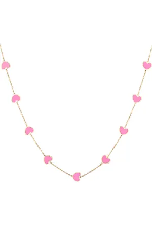 OUF! By Sara Love Pink Hearts 14k Gold Necklace