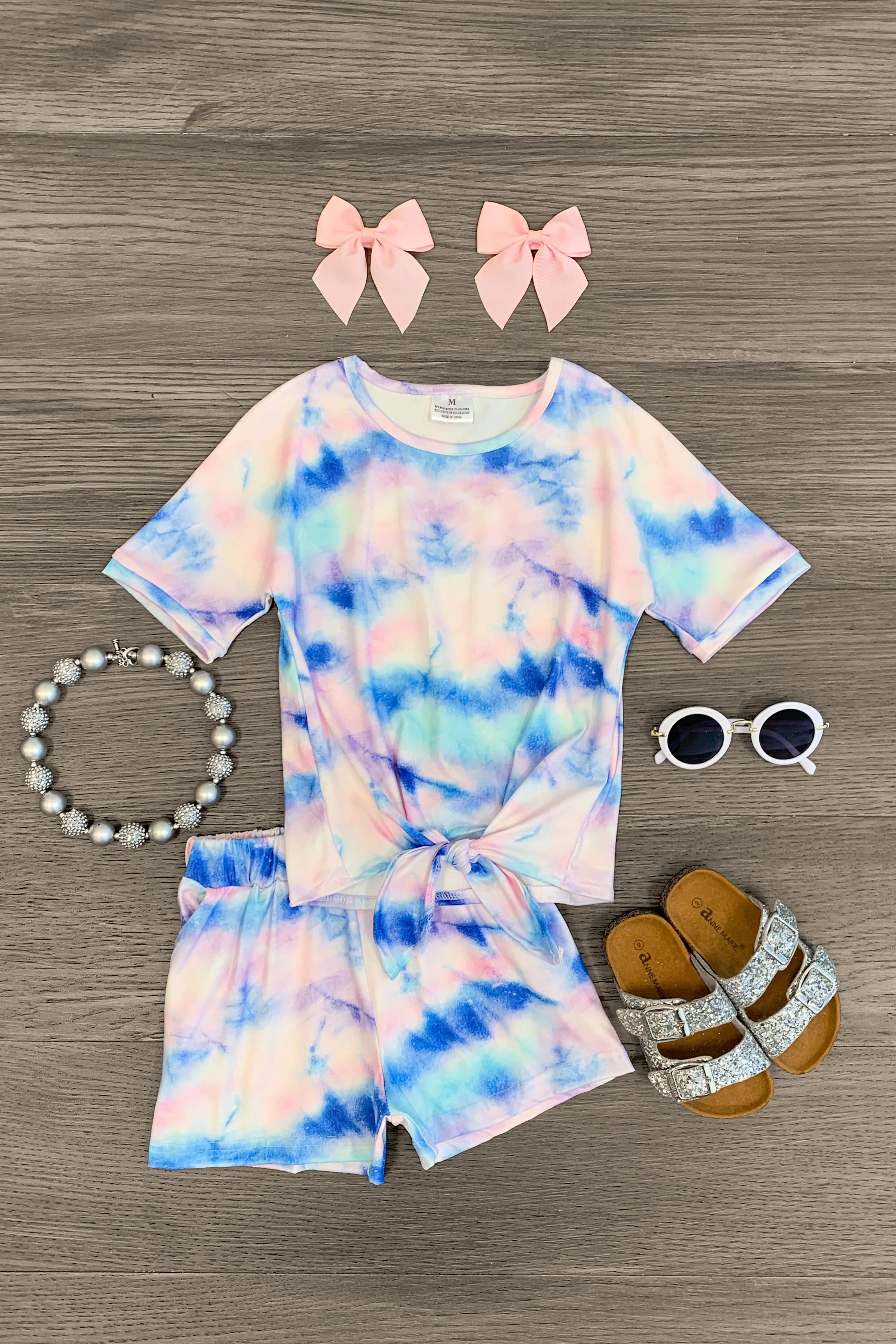 Pastel Tie Dye Tie Top Short Set