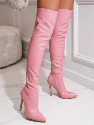 Pink Patent Croc Print Boots