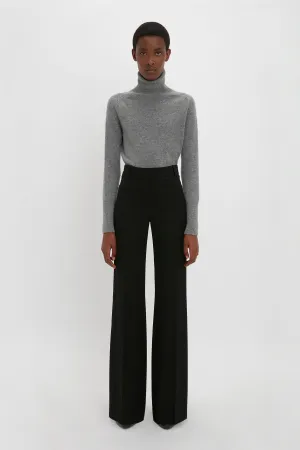 Polo Neck Jumper In Grey Melange