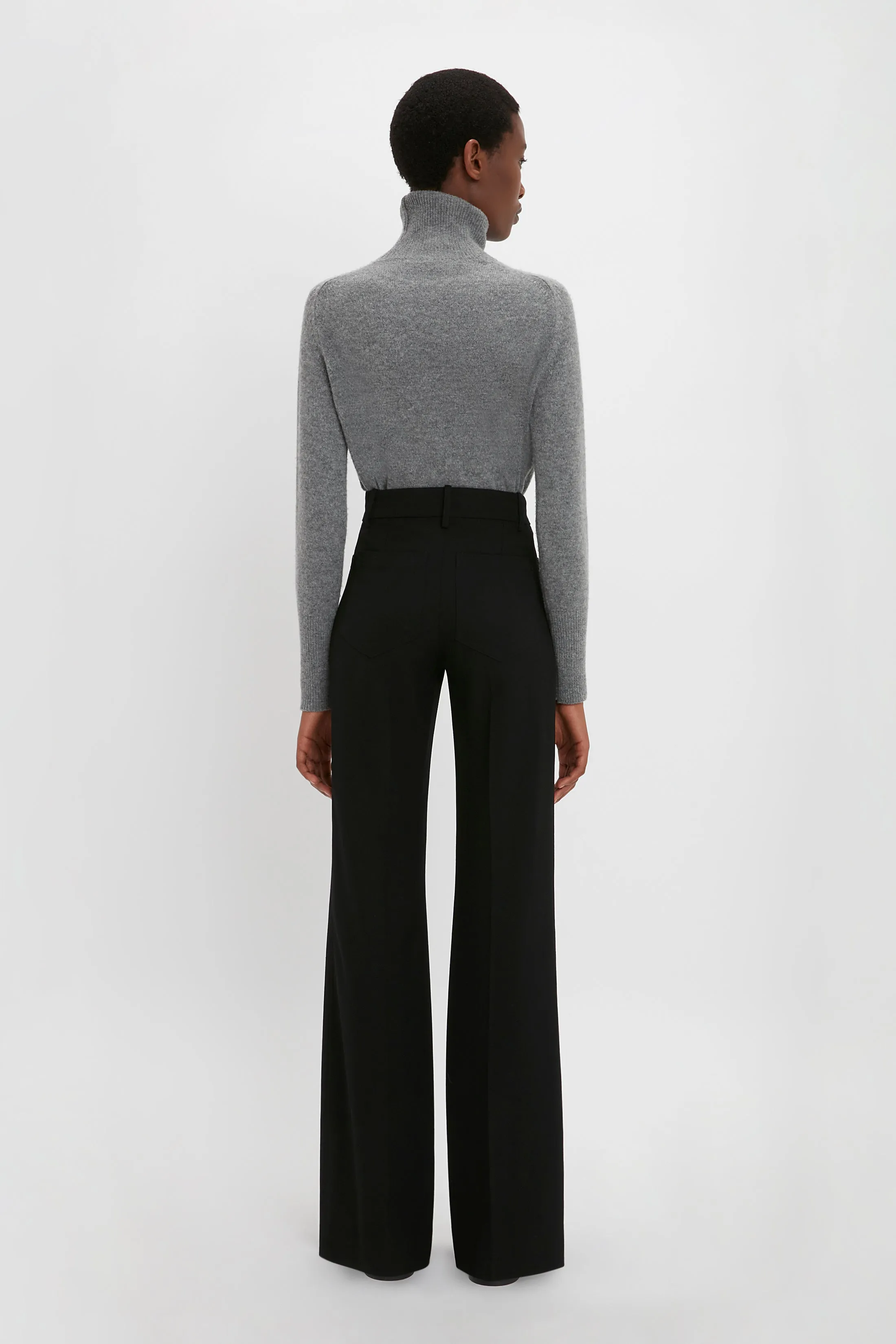 Polo Neck Jumper In Grey Melange