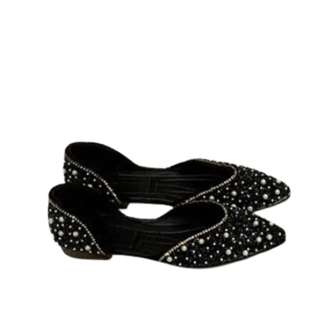 Pre Order:  Pearl Rhinestone Pointed Toe Flats